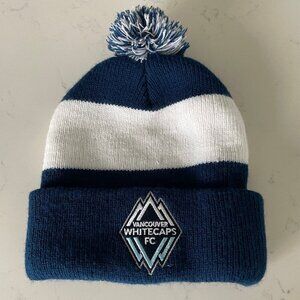 Acrylic Colorblock Turned Up Rim Knit Toque Pom Pom Vanc Whitecaps Blue Wht OS